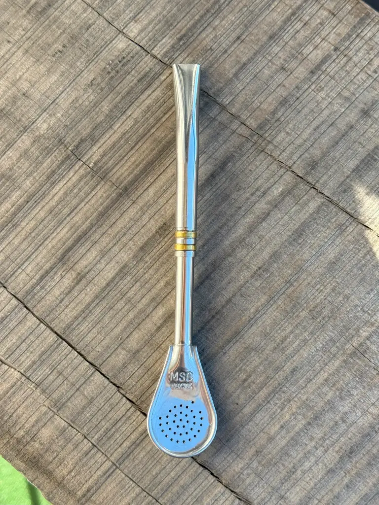 Bombilla pico de loro, doble aro de bronce 